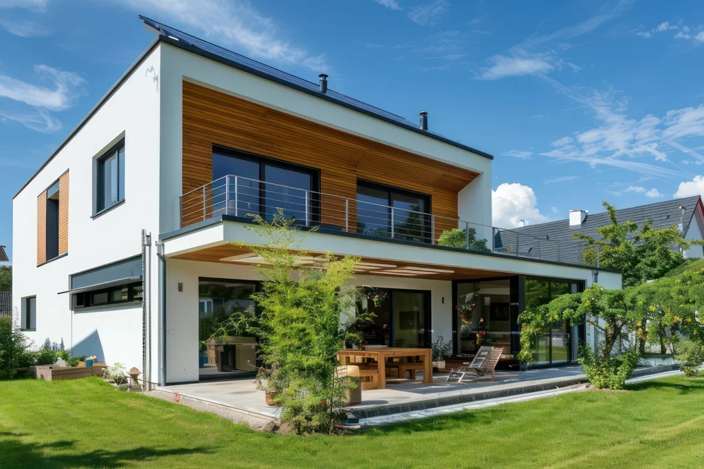 Einfamilienhaus mit Photovoltaikanlage und Luftwärmepumpe als nachhaltige Energielösung